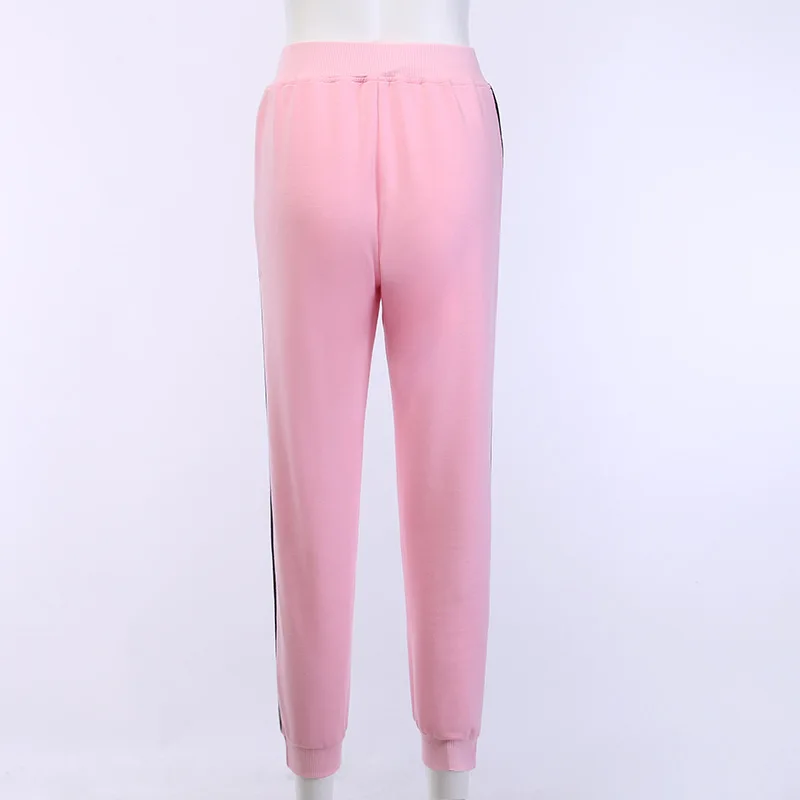 LVINMW, повседневные розовые штаны с высокой талией и полосками по бокам, осень, женские штаны на шнуровке с перекрещивающимися карманами, брюки-карго для бега, уличная одежда