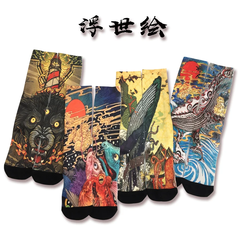 17 цветов 2020 Ukiyo e мужские носки Geta в японском стиле винтажные Haori Carp Samurai Geisha Модные