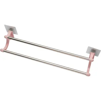 

Stainless Steel Self Adhesive Bathroom Towel Bar Rack Holder Storage Hanging Hanger Kitchen Hotel Washcloth Clothes Shelf