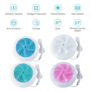 

Mini Ultrasonic Washing Machine automatic Washer Prevent Household portable dormitory machine Winding Wave Laundry Wheel E5L9
