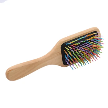 

Rainbow Color Airbag Massage Comb Hair Comb Massage Comb Large Plate Comb Wood Cushion Anti-static Hair Brush Combs Travel Home