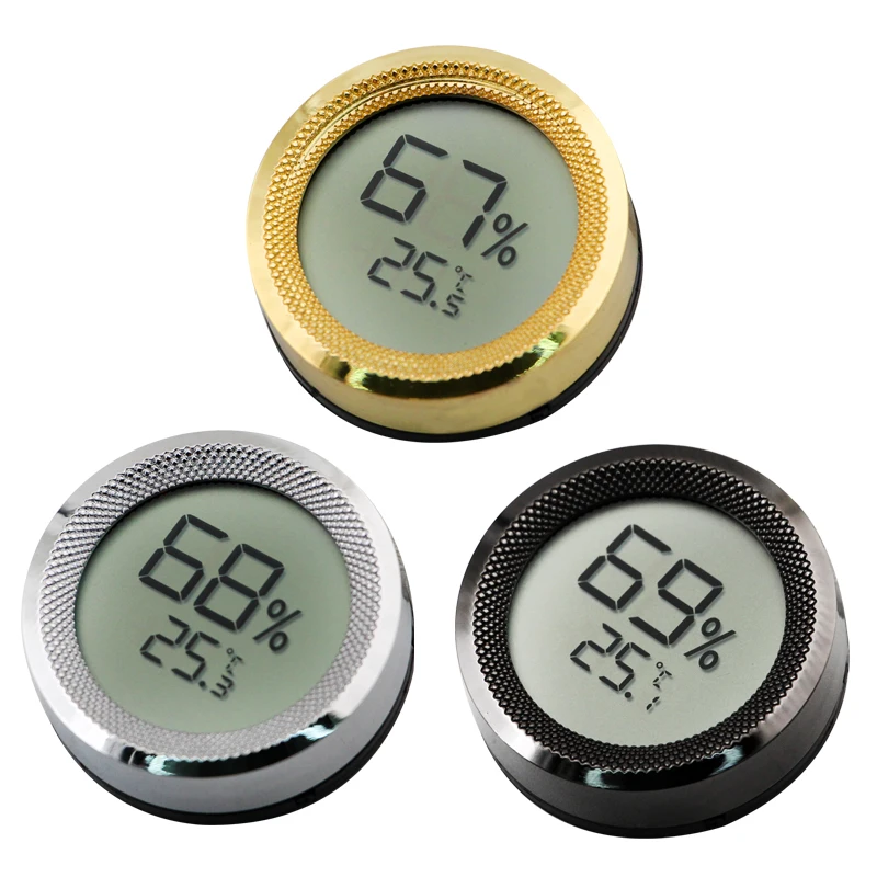 3 Colors Cigar Humidor Hygrometer Gauge Thermometer Mini Digital LCD Display Convenient