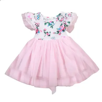 

2019 Toddler Kids Baby Girl Short Sleeve Sweet Cute Dress Floral Party Pageant Summer Casual Dress
