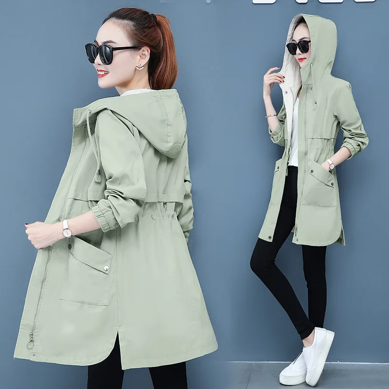 Весна и осень, стиль, популярное пальто, Женский Тренч средней длины для похудения, студенческий Тренч, корейский стиль, приталенный, женский