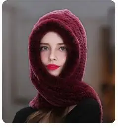 Бургундия Горячая Акция, двухсторонний Настоящий мех кролика, шапка для женщин, зимняя, 11 цветов, на выбор, защита ушей, теплая, сомбреро, шапка для зимы - Цвет: Бургундия