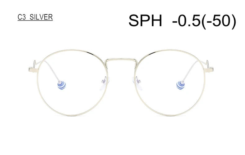 SUMONDY очки по рецепту для близорукости диоптрий 0-0,5-1-1,5-2-6,0 Женская круглая оправа из сплава близорукие очки UF74 - Цвет оправы: C3 (-0.5)