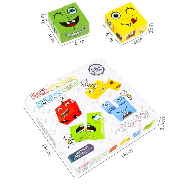 

Children's face-changing Rubik's Cube building block toy benefit intelligence parent-child board game wooden challenge level toy