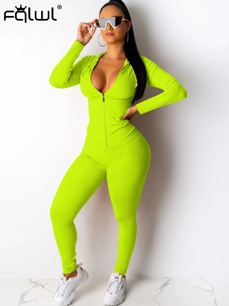 Женский спортивный костюм FQLWL повседневный облегающий из двух предметов на