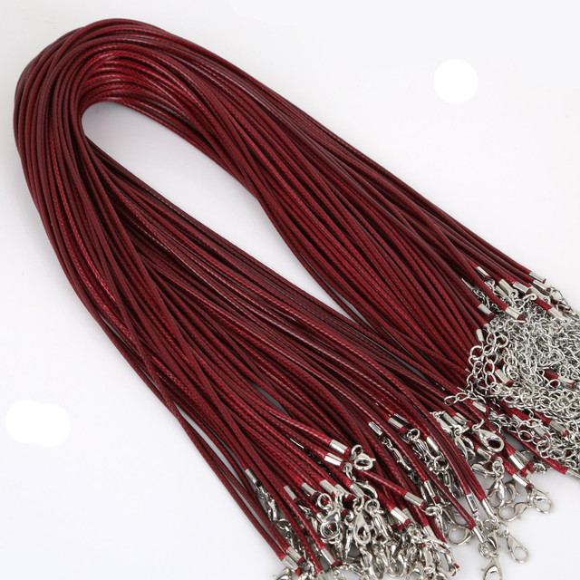 1.5/2mm Cotton Waxed Cord Adjustable Braided Rope String Necklace Chain with Lobster Clasp DIY Jewelry Making Handmade