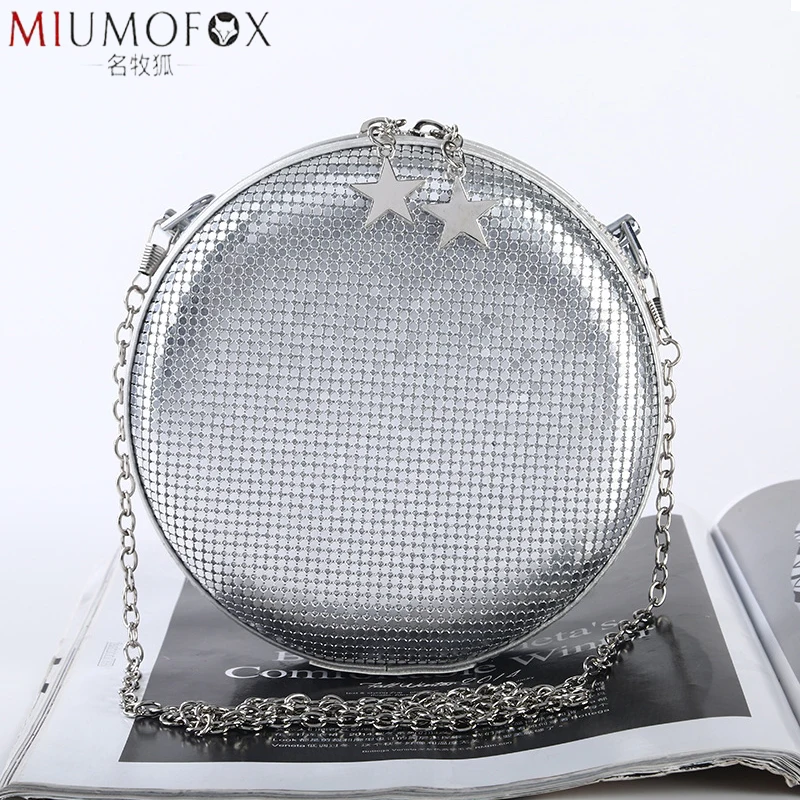 

New Paillette Bag Simple Bridal Wedding Purse Shining Crossbody Bag Women Evening Party Crystal Shoulder Bags Small Round Bag