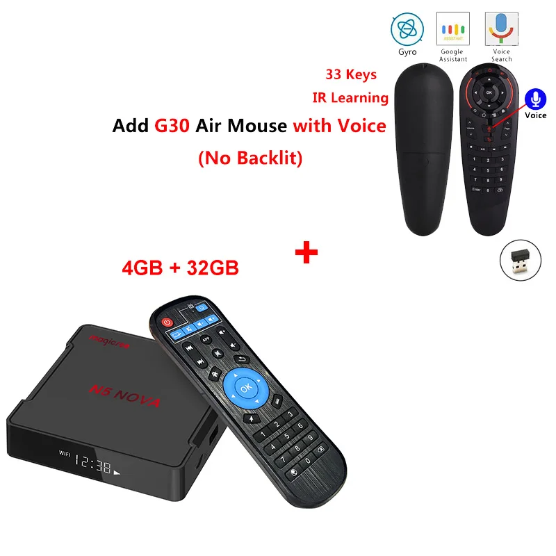 Magicsee N5 NOVA 4 Гб 64 Гб RK3318 четырехъядерный Android 9,0 Tv Box 2,4G 5G Wifi BT4.0 смарт-приставка 4K H.264 N5 MAX медиаплеер - Цвет: 4GB32GB add g30s