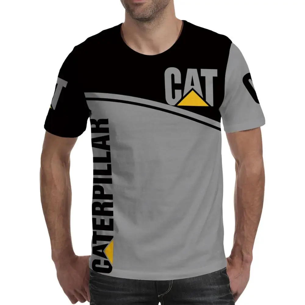 Farm Car Caterpillar 3D Printed T-Shirt Summer Men's Fun Headshot Cartoon Short-Sleeved Street Hip-Hop Shirt Plus Size 2021 New