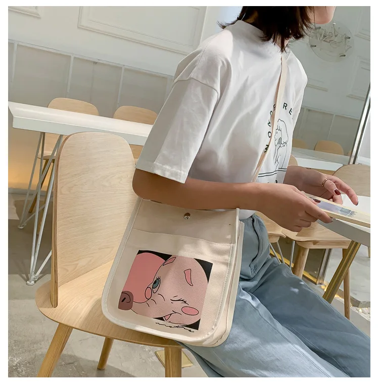 Canvas Bag Women's Shoulder Japanese-style INS WOMEN'S Bag Student Backpack Korean-style Versatile Large Capacity Shoulder Carry