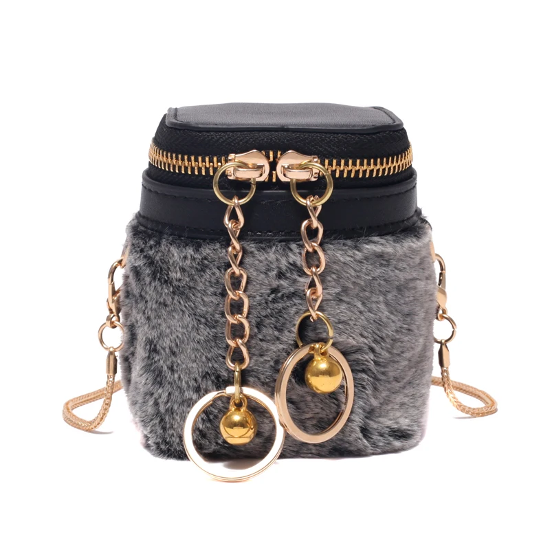 

iVog New Arrival Everyday Ladies Small Shoulder Crossbody Handbag Fur vuiton Geometric Chain Bucket Bags for Women 2019