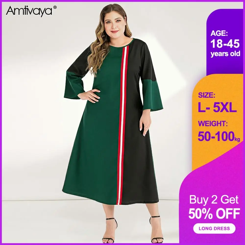Amtivaya Women Plus Size Dress Summer Clothing for Woman Fashion Party Green Style Lace Elegant Dresses Loose Maxi Skirt.. | Женская