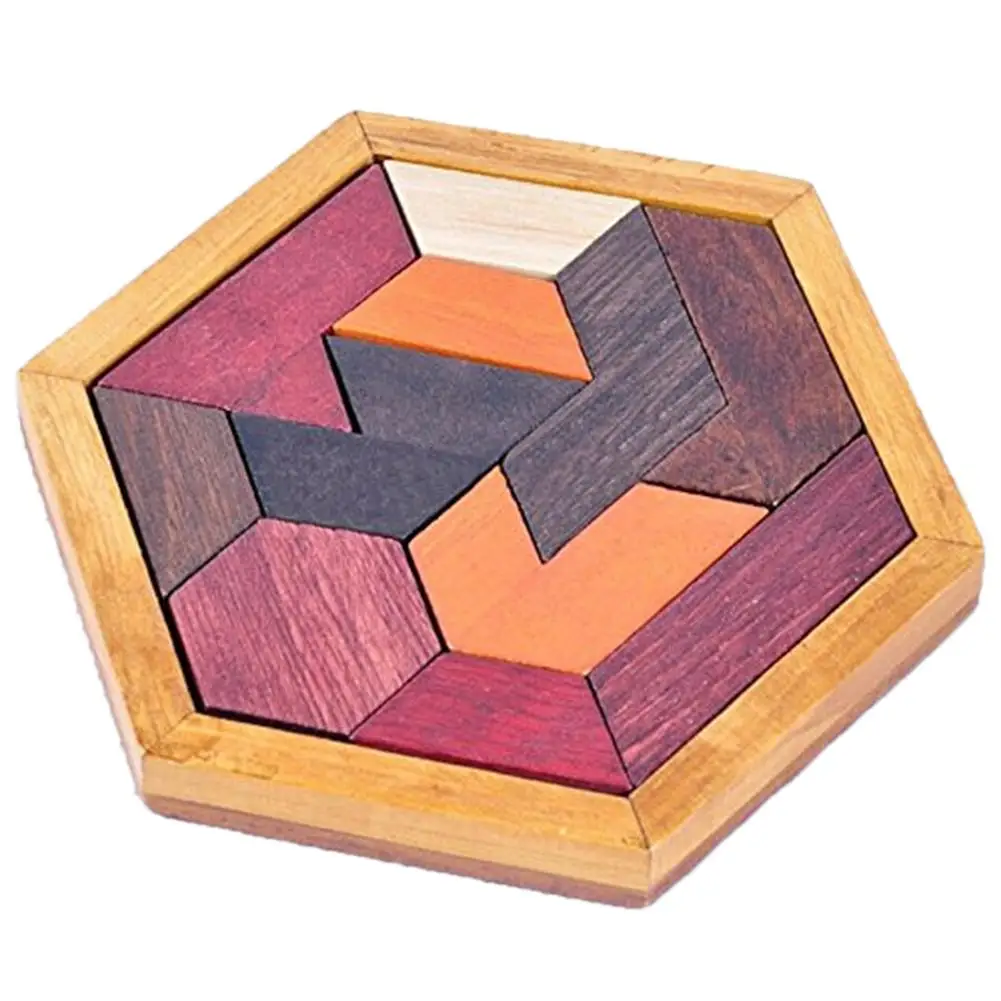 Kuulee Головоломка ЗАМОК деревянные Tangram головоломки шестиугольная база
