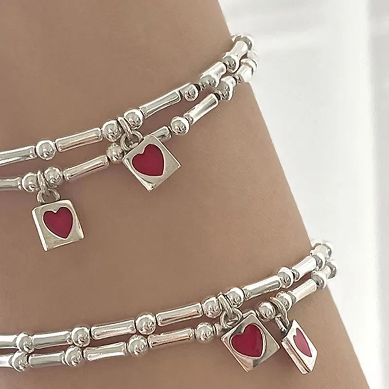 Silver Color Bracelets For Women New Trendy Elegant Creative Bamboo Joint Design LOVE Heart Bangles Party Jewelry bangle bracelet