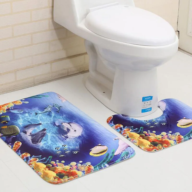 2 Коврик 2 шт./компл. Non-Slip нескользящее покрытие гарантируют защиту коврики для ванной; бархат кораллового цвета; пьедестал коврик Ванная комната коврики для ванной мягкому ковру, моющееся покрытие для дома - Цвет: 2