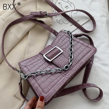 

[BXX] Crocodile Pattern PU Leather Shoulder Bags For Women 2020 Elegant Handbags Female Travel Luxury Fashion Chain Bag HM315