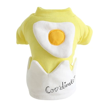 

2019 New Autumn Winter Dog Clothes Cute Eggshell Poached Egg Shape Pet Cotton Clothes Dog Thickening Warm 2-legged Button Coat