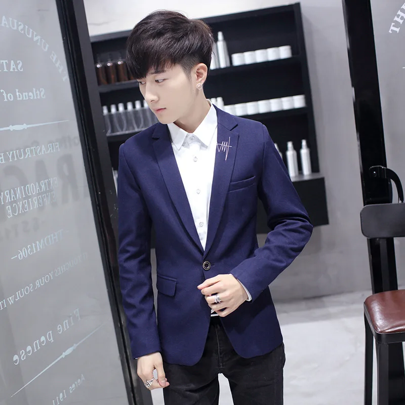 

One-Button Suit Men's Solid Color Single West Tops Korean-style Slim Fit Youth MEN'S Coat MEN'S Suit