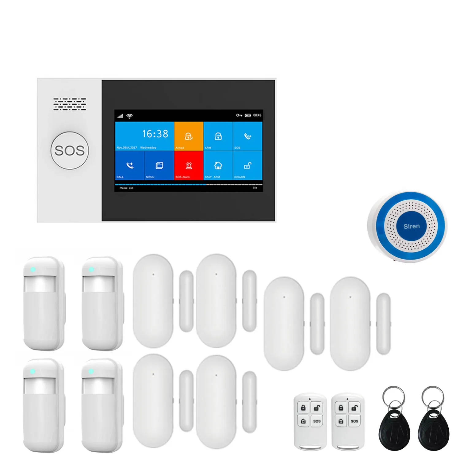 Kit 13 WiFi GSM GPRS приложение Tuya интеллектуальная домашняя сигнализация с дистанционным управлением 4,3 дюймов сенсорный экран Солнечный инфракрасный датчик луча на выбор - Цвет: Kit 13