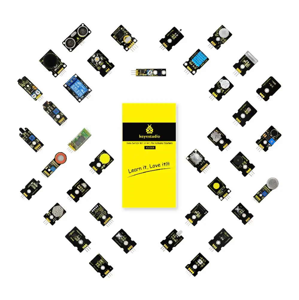 

New Keyestudio 37 in 1 box sensor kit various sensors and module learning kit for Arduino Programming Education