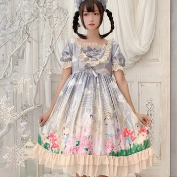 

Lolita Dress Angel Forest Light Lolita Soft Girl Japanese Girl Bowknot Lolita Cosplay Lace Princess Missy Costume Dress DT2262