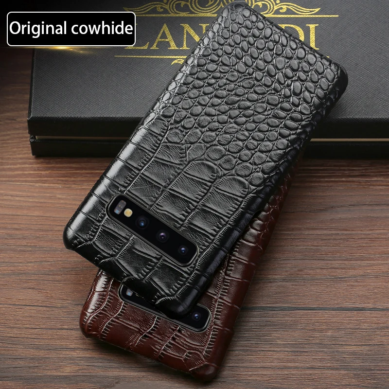 

Cowhide Phone Case For Samsung Galaxy S6 S7 edge S8 S9 S10 Plus Case Note 8 9 10 for a30 a40 a50 a70 a5 a7 a8 2018 Back Cover