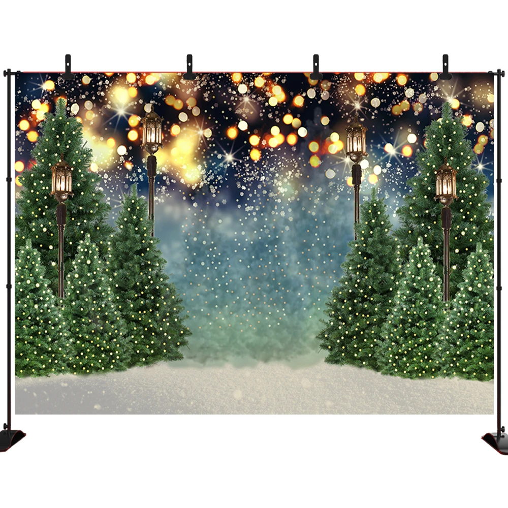 

Merry Christmas Photography Backdrop Winter Snow Flash Bokeh Christmas Tree Vinyl Background for Party Photo Studio Prop