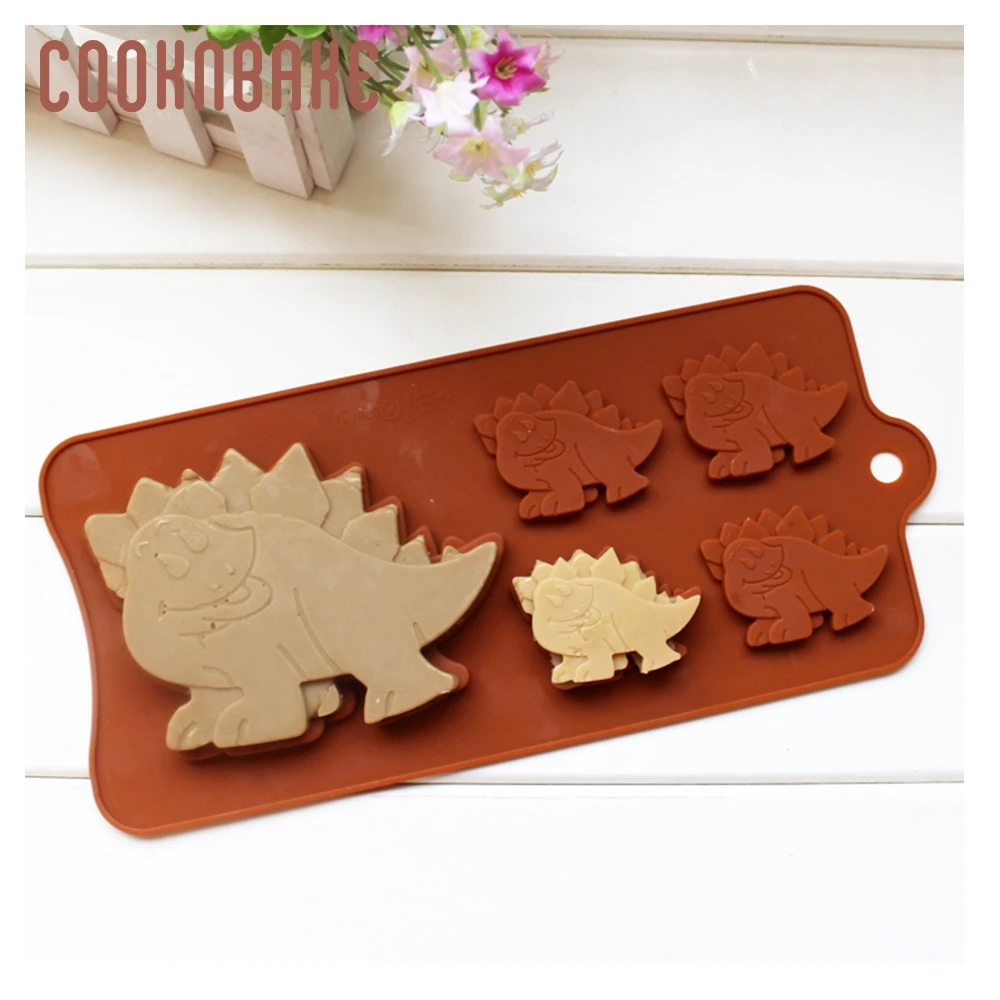 COOKNBAKE силиконовая форма для шоколада, конфет, динозавра, печенья, торта, украшение, инструмент, 5 отверстий, смола, форма для помадки, сделай сам, на день рождения - Цвет: CDY-100