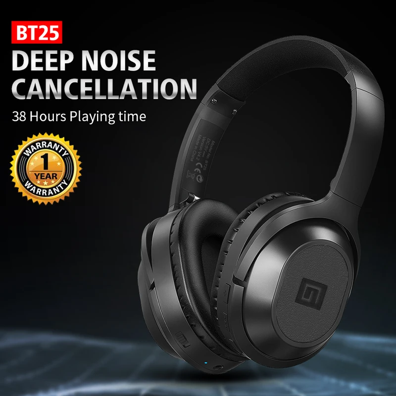 Skup Langsdom BT25 aktywne słuchawki z redukcją hałasu bezprzewodowy Bluetooth 38 godzin odtwarzania ANC Bluetooth gamingowy zestaw słuchawkowy dla PUBG Overwatch