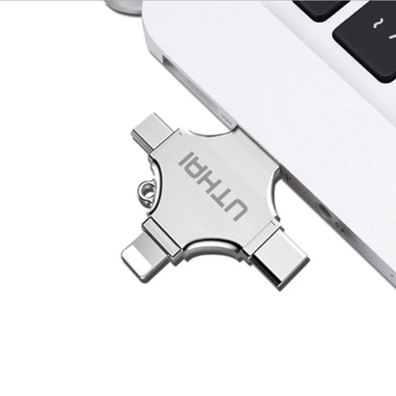 Утхай T83 USB флэш накопитель 4in1 Type c/Lightning/Micro USB/USB Flash диск для iPhone 7 8 Plus 6 5 5S Металл Drive