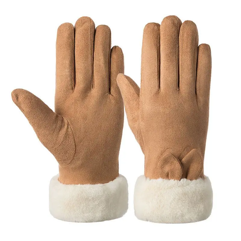 Женские перчатки с сенсорным экраном, толстые шерстяные морозостойкие уличные Верховые перчатки для зимы