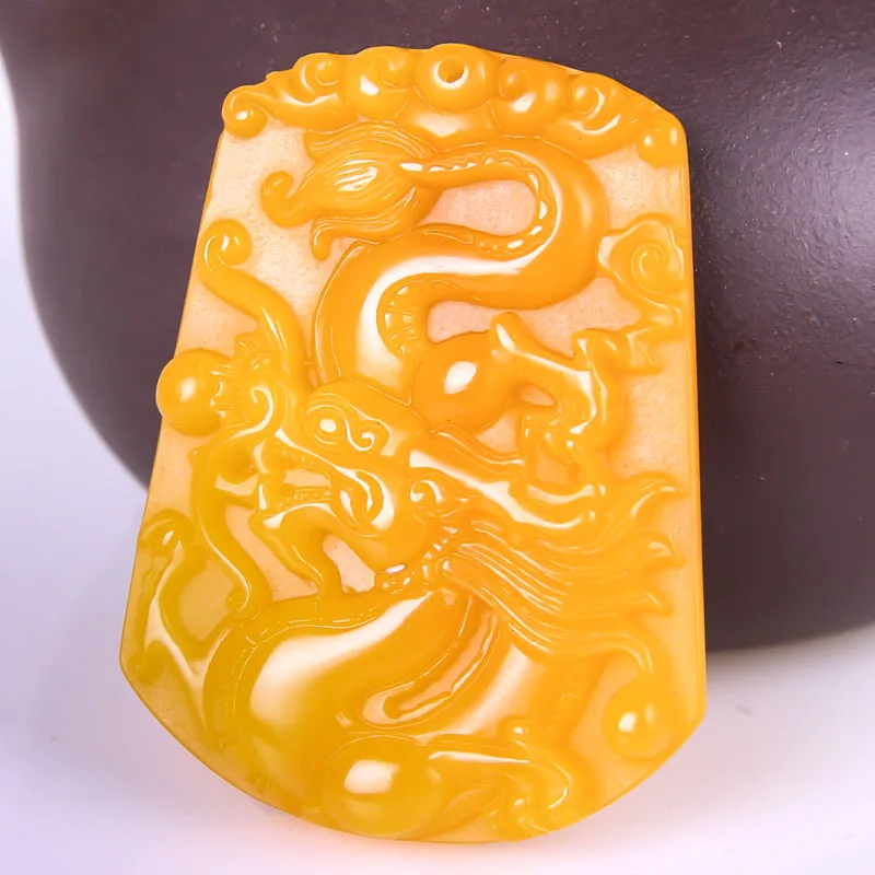 

Wholesale Chinese Yellow Jade Dragon jade Pendant Beads Necklace Charm Jewellery Fashion Accessories Hand-Carved Man Amulet Gift