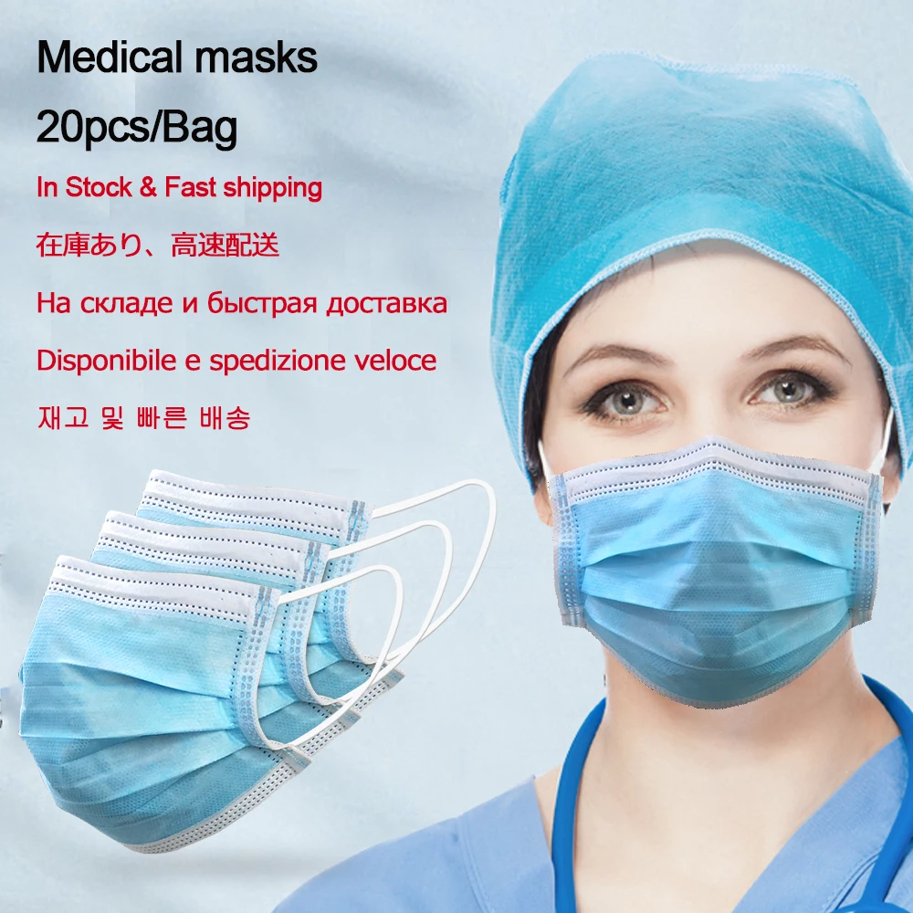 

60pcs Medical Surgical Fcae Masks Professional Disposable Earloop For Dust Germ Protection And Personal Health Protective Mask