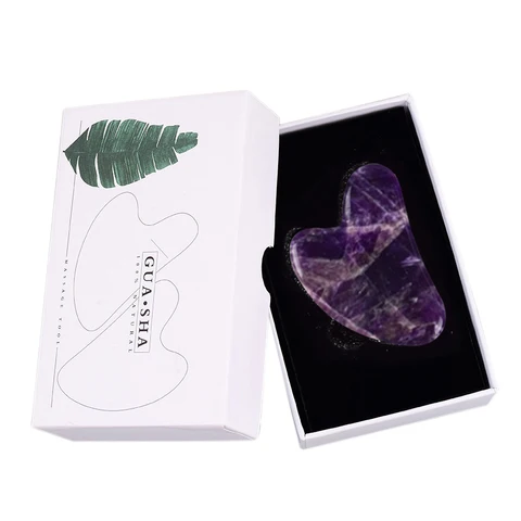 Amethyst Gua Sha Scraper Face Massager Gouache Healing Stone Tool For Facial Neck Back Body Guasha Massage Skin Care