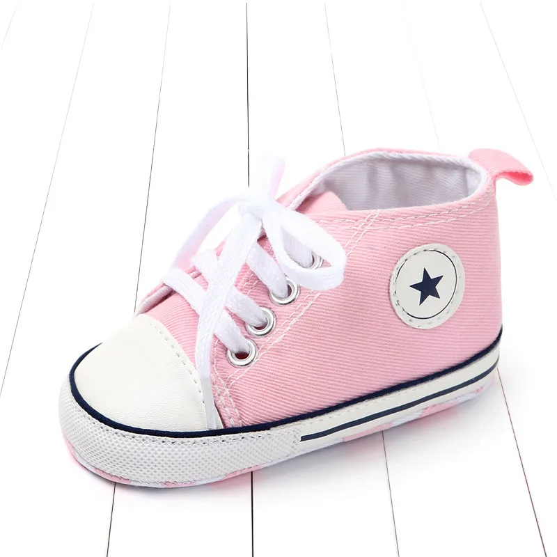 2020 Spring And Autumn New Solid Color Front Lace-up Wild Canvas Shoes Toddler Shoes Baby Shoes 0-1 Years Old First Walkers Shoe