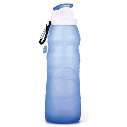 550 мл бутылка для воды для спорта на открытом воздухе Складная Экологически чистая силиконовая бутылка для воды дорожная портативная бутылка для воды герметичная - Цвет: BLUE