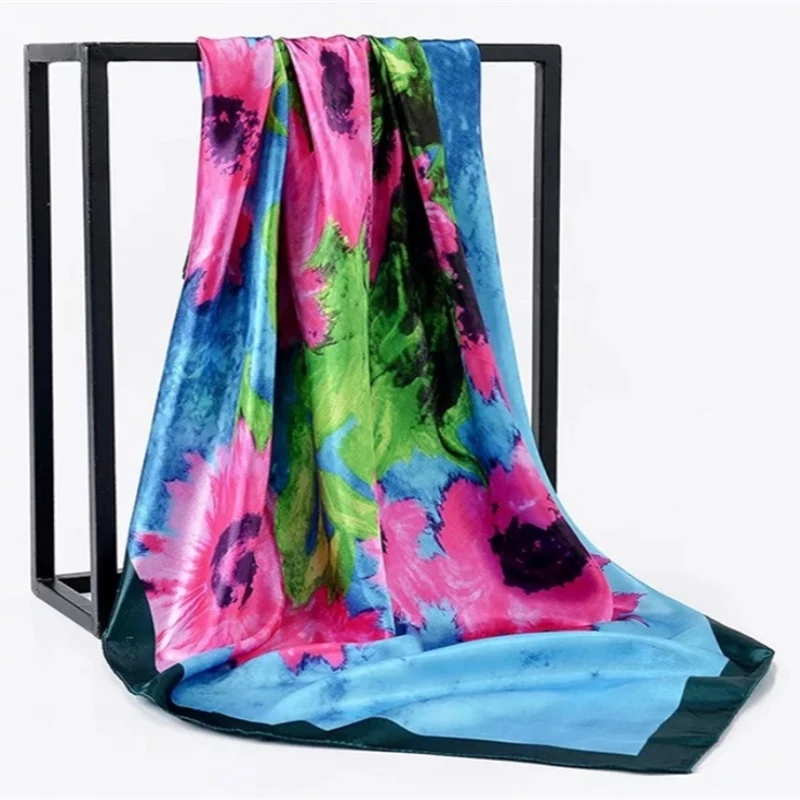 Классический квадратный женский шифоновый модный Шелковый шарф 90 см, офисный женский платок, платок, шарф, бандана, хиджаб, накидка - Цвет: 21