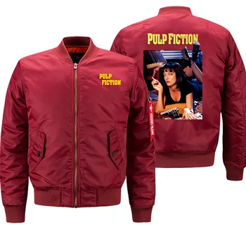 

Pulp Fiction Retro Printed Autumn Winter 2019 Hot Sale Leisure Clothing Fashion Jackets Men Bomber Streetwaer Coat Thick Jackets