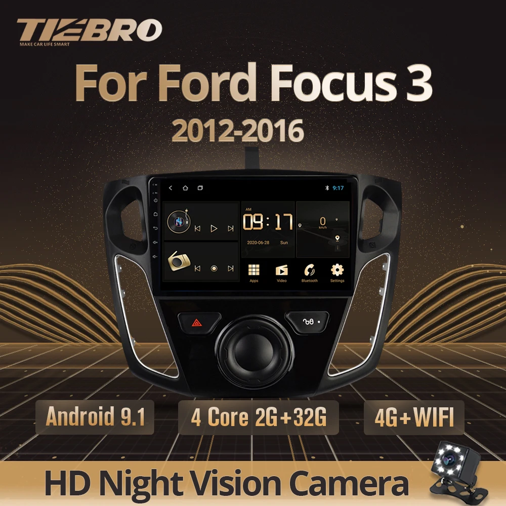 TIEBRO 2DIN Android 9.0 Car Radio For Ford Focus 3 Mk 2011 2012 2013-2015 GPS Navigation Plyaer Auto Multimedia Player | Автомобили и