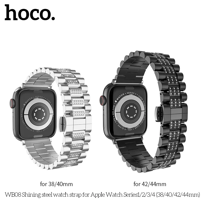 HOCO ремешок для часов для Apple Watch ремешок 38 мм 40 мм 42 мм 44 мм кристалл нержавеющая сталь металлический ремешок для iWatch 1/2/3/4/5