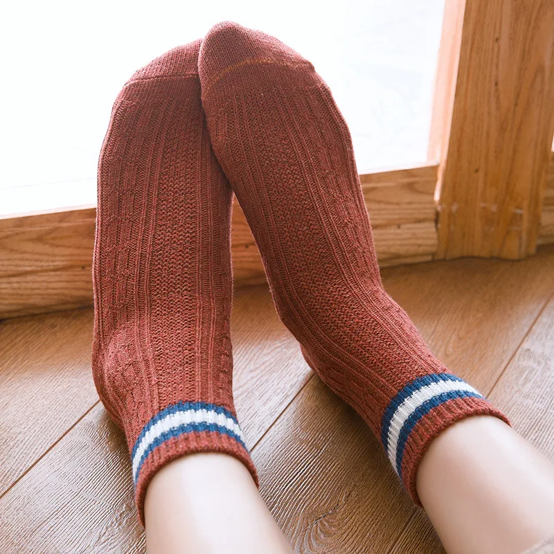 Женские носки женские осенние и зимние полосатые женские хлопчатобумажные носки