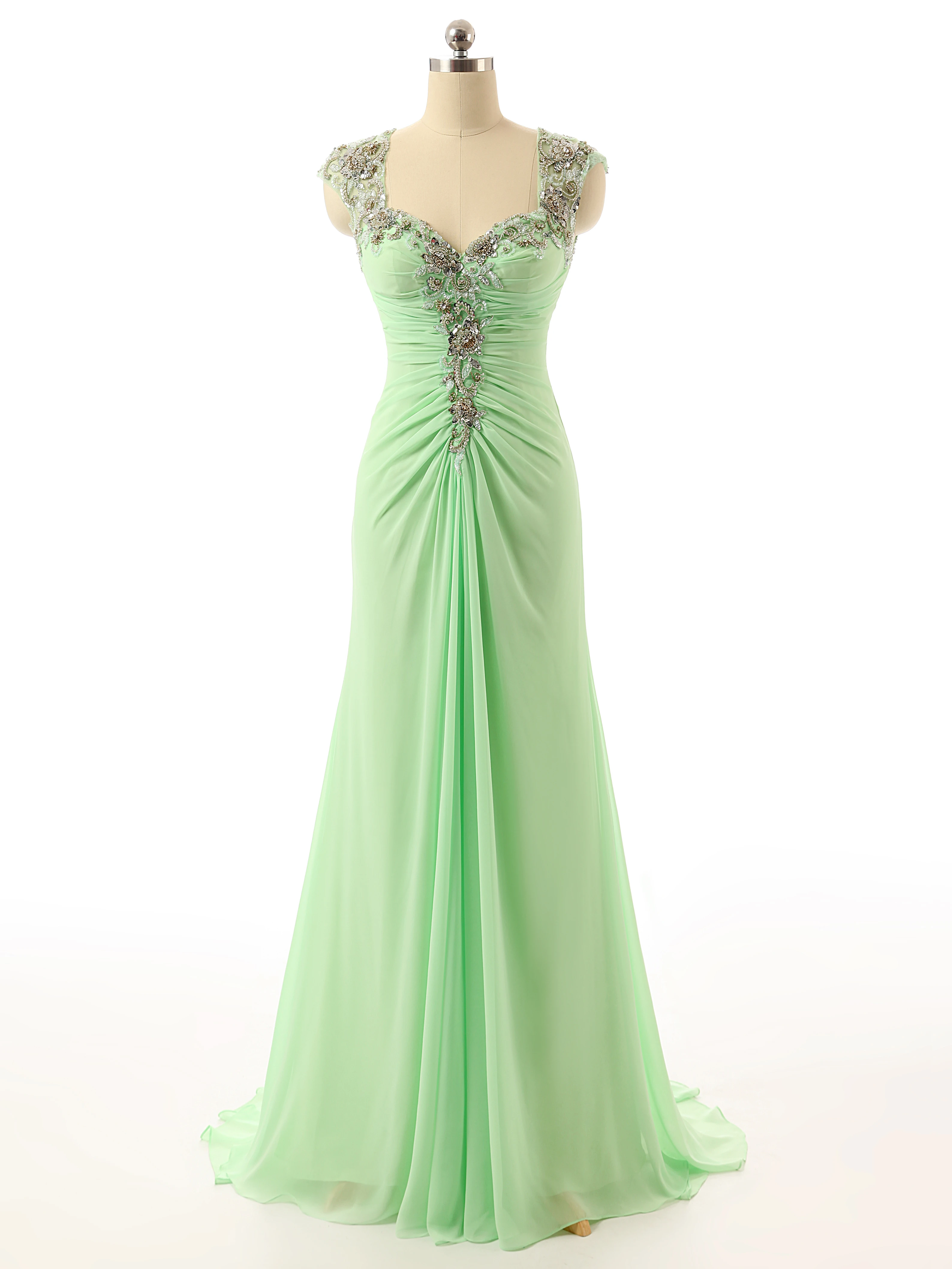 Mint Green Prom Dresses Mermaid Scoop Neck Beading Formal Evening Gowns Long Pleated Party Dress Prom Dresses Aliexpress