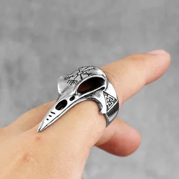 Bague viking corbeau acier