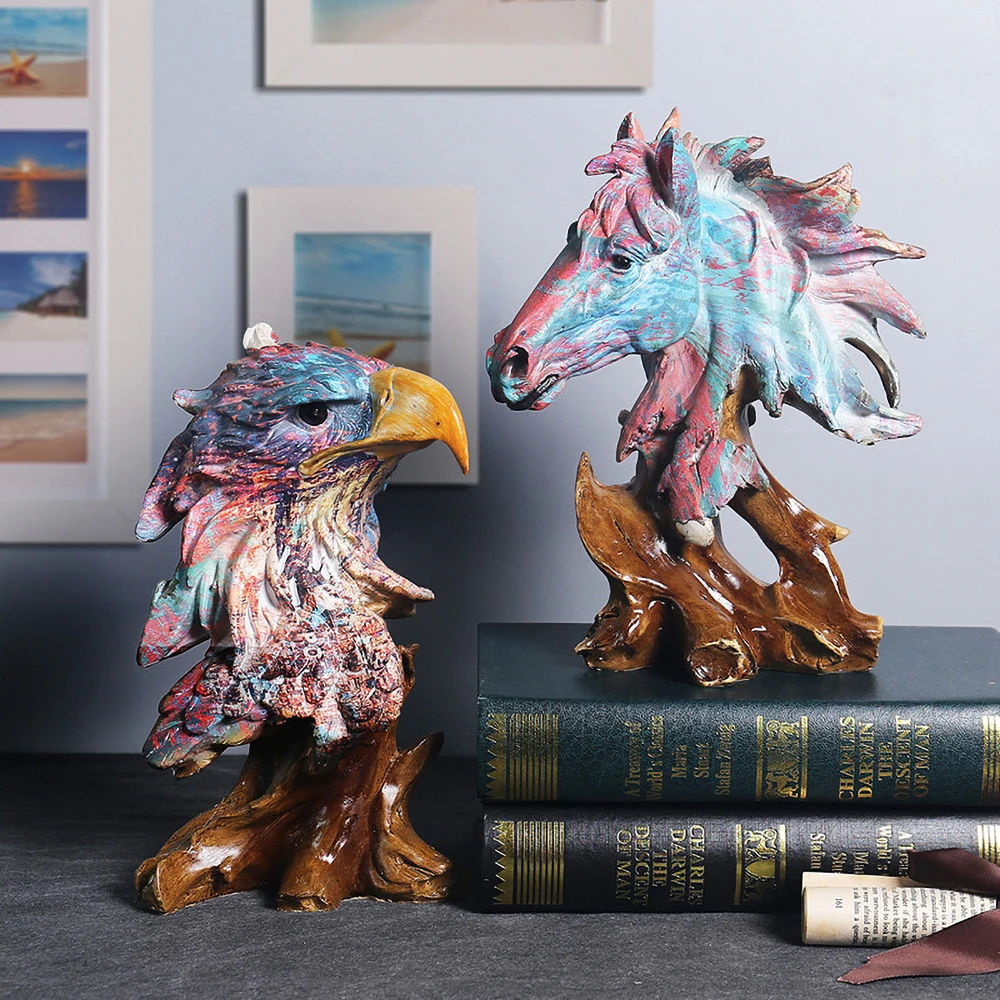 Lion Statue Eagle Sculpture Horse Wolf Figurines Home Table Decoration Accessories Just6F