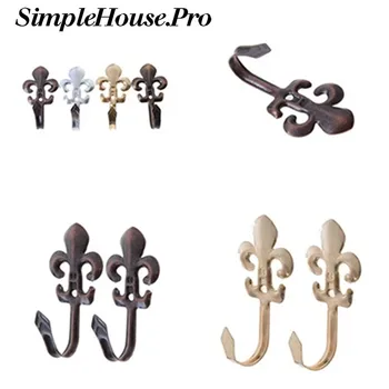 

1 Pair Vintage Hooks for Clothes Coat Hat Bag Towel Hanger Bathroom Wall Hook Plum Blossom Style Antique Hanger Hook