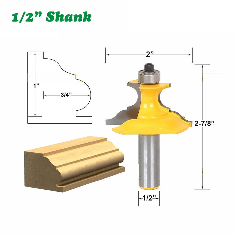 

1PC 1/2" 12.7MM Shank Milling Cutter Wood Carving Beading Router Bit Pedestal Base Small Furniture Molding Bit Line for Woodwork