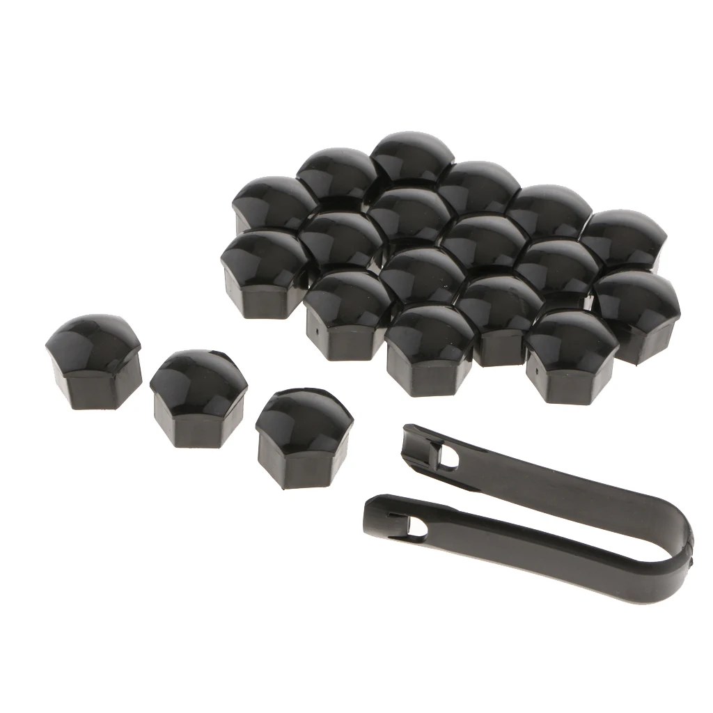 20X Wheel Hub Covers Wheel Nut Bolt Head Cover Cap With Removal Tool